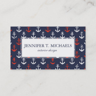 Carte De Visite Motif blanc et bleu rouge de marine
