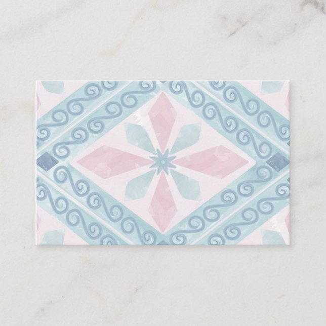 Carte De Visite motif bleu en forme de diamant (Devant)