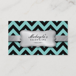 Carte De Visite Motif bleu et noir turquoise élégant de Chevron