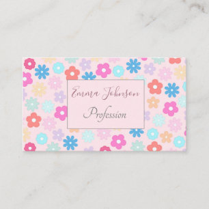 Carte De Visite Motif Boho Rose Daisy Flowers