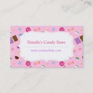 Carte de visite motif bonbons rose