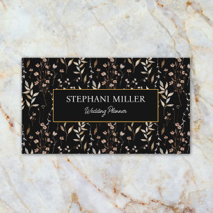 Carte De Visite Motif botanique floral de fleur marron élégant