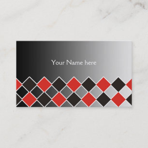 Carte De Visite Motif carré - noir rouge blanc + votre arrière - p