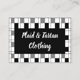 Carte De Visite Motif carreaux tartan à carreaux noir blanc gris