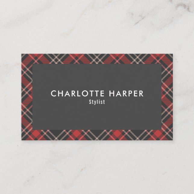 Carte De Visite Motif carreaux tartan moderne (Devant)