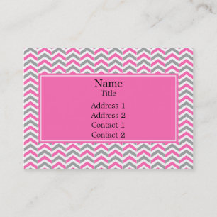 Carte De Visite Motif chaud rose et gris Chevron