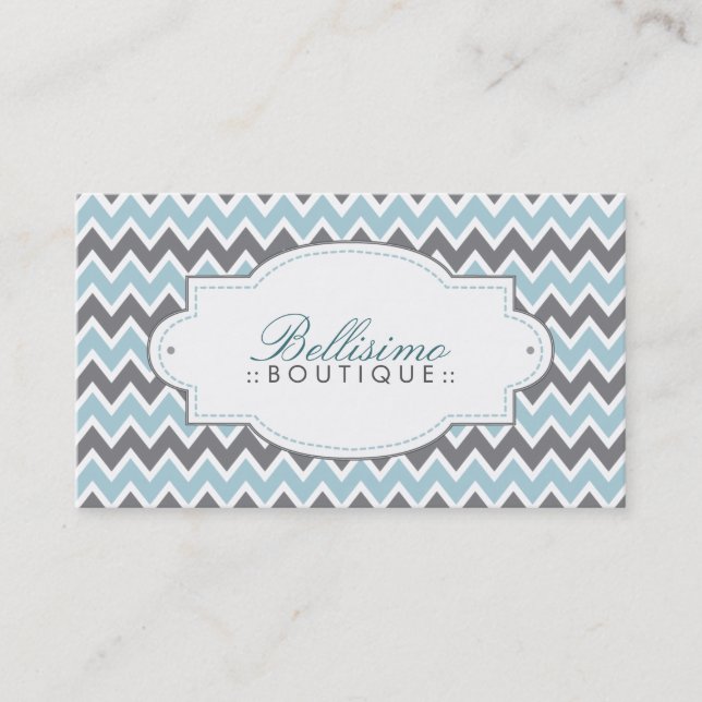 Carte de visite Motif Chevron (bleu/gris) (Devant)