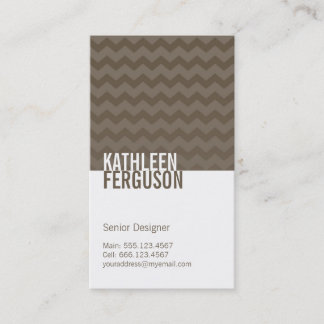 Carte De Visite Motif chevron chic gris cendré deux tons