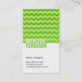 Carte De Visite Motif chevron chic menthe vert deux tons design