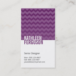 Carte De Visite Motif chevron chic violet profond deux tons stylis