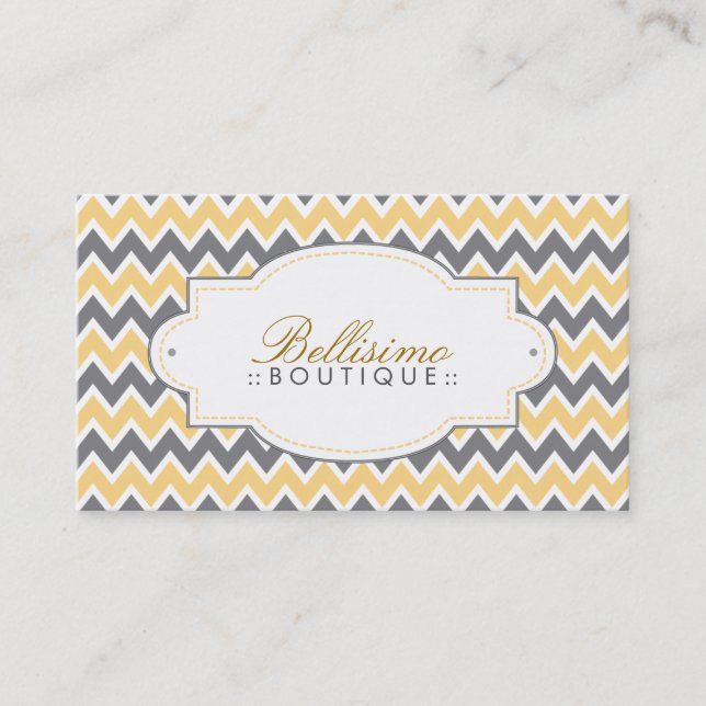 Carte de visite Motif Chevron (citron/gris) (Devant)