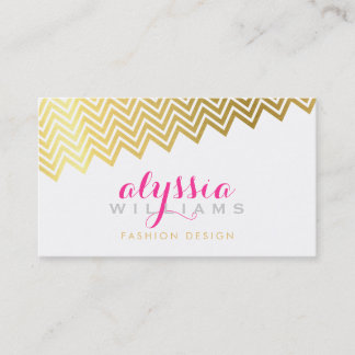 Carte De Visite Motif chevron GLAMOROUS élégant feuille or brillan