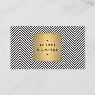 Carte De Visite Motif Chevron noir/blanc avec logo Gold Name