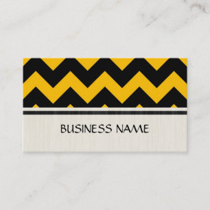 Carte De Visite Motif Chevron noir et jaune Zigzag
