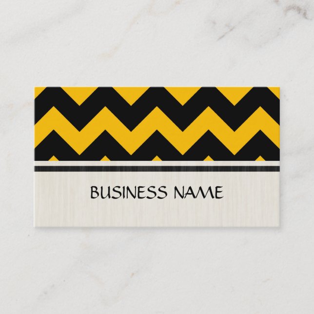 Carte De Visite Motif Chevron noir et jaune Zigzag (Devant)