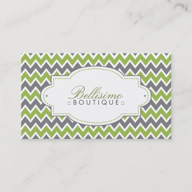 Carte de visite Motif Chevron (pomme/gris) (Devant)
