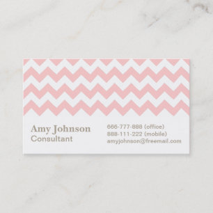 Carte De Visite Motif Chevron Rose et Blanc