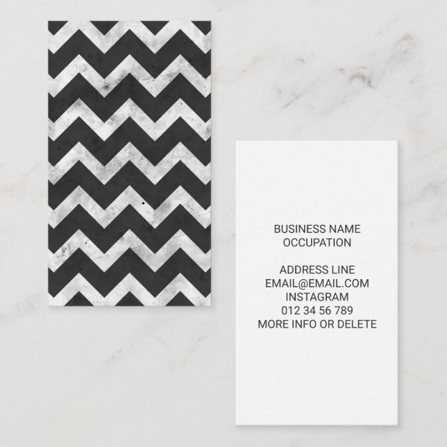 Carte De Visite Motif chevron rustique noir et blanc (Devant / Derrière)