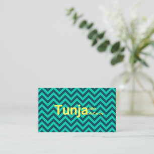 Carte De Visite Motif chevron vert aqua jaune coloré