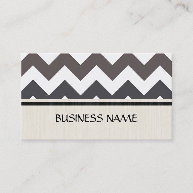 Carte De Visite Motif Chevron Zigzag gris et blanc (Devant)