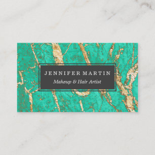 Carte De Visite Motif chic de marbre de turquoise d'or