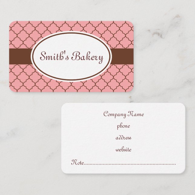 Carte de visite motif chocolat rose (Devant / Derrière)