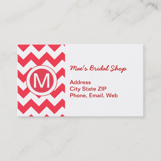 Carte De Visite Motif classique Cherry Red Chevron (Devant)
