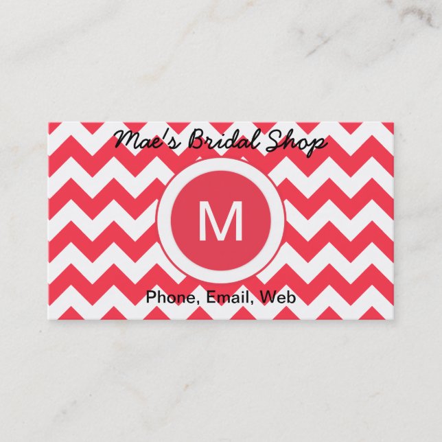 Carte De Visite Motif classique Cherry Red Chevron (Devant)