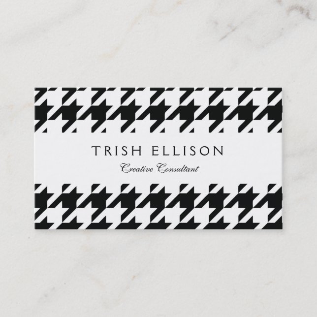 Carte De Visite Motif classique en Houndstooth : Noir & Blanc Vint (Devant)