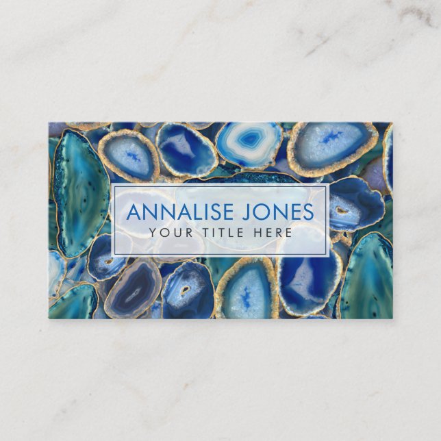 Carte De Visite Motif cristal Blue Geodes (Devant)