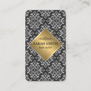 Carte De Visite Motif Damas / métal or