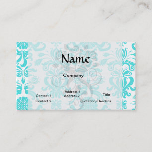 Carte De Visite motif damassé bleu aqua et blanc complexe