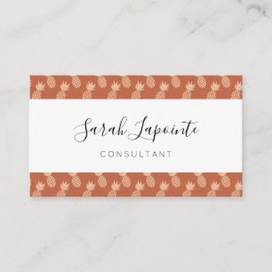 Carte De Visite Motif d'ananas tropique Terracotta & Peach