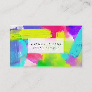 Carte De Visite Motif d'aquarelle artistique Neon Abstrait