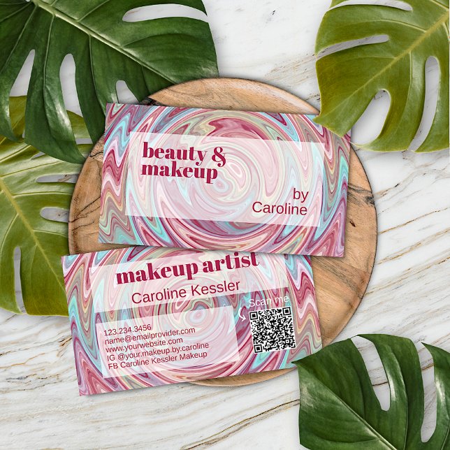 Carte De Visite Motif d'art Abstrait bleu rose foncé Aqua bleu (Créateur téléchargé)