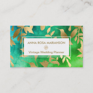 Carte De Visite Motif d'art déco d'or de fleurs d'oiseaux de *~*