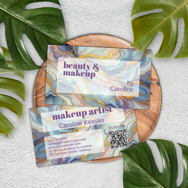 Carte De Visite Motif d'art en marbre bleu violet rose (Créateur téléchargé)