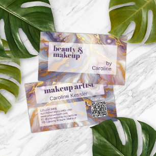 Carte De Visite Motif d'art en marbre rose foncé violet bleu