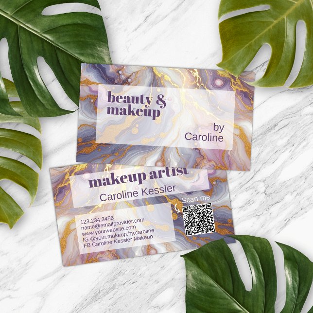 Carte De Visite Motif d'art en marbre rose foncé violet bleu (Créateur téléchargé)