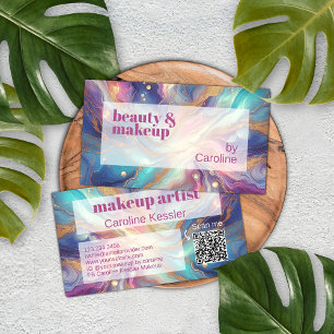 Carte De Visite Motif d'art en marbre rose violet Turquoise Aqua B