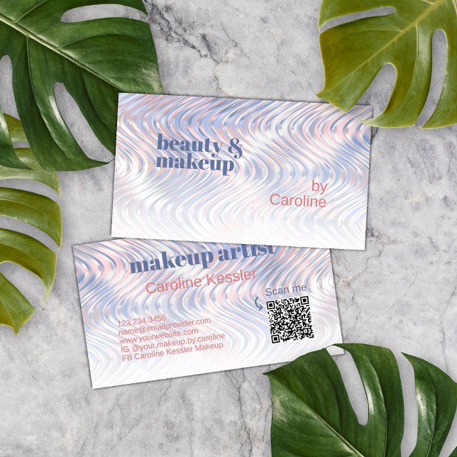 Carte De Visite Motif d'art Pastel Blue Pink Marbre métallique Vag (Créateur téléchargé)