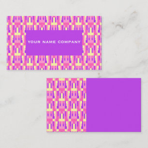 Carte De Visite Motif de bloc géométrique pixel rose pastel violet