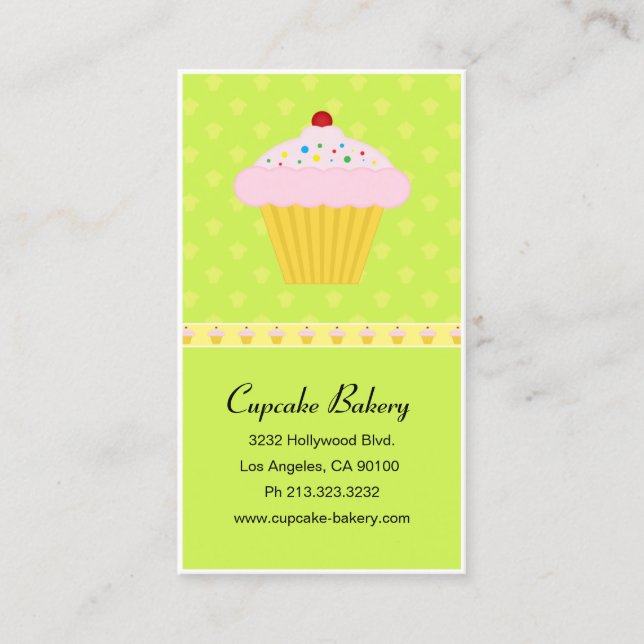 Carte De Visite Motif de boulangerie moderne Cupcake (Devant)