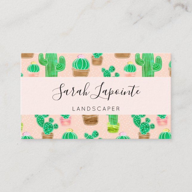 Carte De Visite Motif de cactus pointillés (Devant)