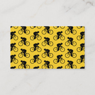 Carte De Visite Motif de cavalier de bicyclette. Jaune et noir