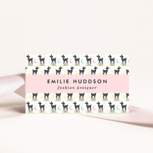 Carte De Visite Motif de cerfs, Cerf de bébé, Boho, Fleurs, Lune