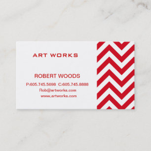Carte De Visite Motif de Chevron de zigzag dans la couleur rouge