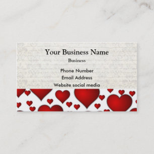 Carte De Visite Motif de coeur blanc et rouge