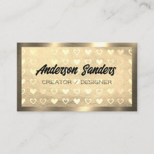 Carte De Visite Motif de coeur en cuir d'or