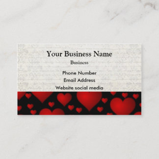 Carte De Visite Motif de coeur noir et rouge